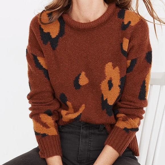 Madewell Sweaters - Madewell Leopard Intarsia Fulton Pullover Sweater